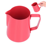 600ml Stainless Steel Frothing Pitcher Milk Coffee Frothing Jug with Pointed Spout for HomeRed