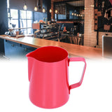 600ml Stainless Steel Frothing Pitcher Milk Coffee Frothing Jug with Pointed Spout for HomeRed