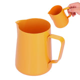 600ml Stainless Steel Frothing Pitcher Milk Coffee Frothing Jug with Pointed Spout for HomeOrange
