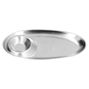 304 Stainless Steel Snack Plate Silver Oval Divided Spice Dish for Home Outdoor CampingL