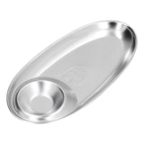 304 Stainless Steel Snack Plate Silver Oval Divided Spice Dish for Home Outdoor CampingL