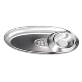 304 Stainless Steel Snack Plate Silver Oval Divided Spice Dish for Home Outdoor CampingS