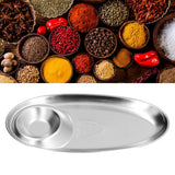 304 Stainless Steel Snack Plate Silver Oval Divided Spice Dish for Home Outdoor CampingS