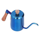 600ml Stainless Steel Manual Coffee Pot Long Narrow Spout Pour Over Kettle with Wooden HandleBlue In Australia - Darrahopens