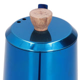 600ml Stainless Steel Manual Coffee Pot Long Narrow Spout Pour Over Kettle with Wooden HandleBlue