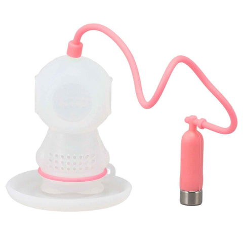 Silicone Tea Infuser Cute Diver Shape Loose Tea Leaf Filter Tea Diffuser Strainer with Chain and Drip Tray for Home Pink In Australia - Darrahopens