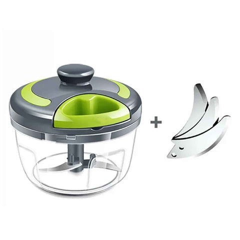Garlic Chopper Machine Portable Mini Manual Hand Mincer 500ml Gray with Spare Blade In Australia - Darrahopens