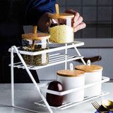 Kitchen Countertop Storage Rack Space Saving Multifunctional 2 Tiers Spice Toiletries Makeup Counter Standing Shelf White In Australia - Darrahopens