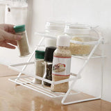 Kitchen Countertop Storage Rack Space Saving Multifunctional 2 Tiers Spice Toiletries Makeup Counter Standing Shelf White
