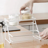 Kitchen Countertop Storage Rack Space Saving Multifunctional 2 Tiers Spice Toiletries Makeup Counter Standing Shelf White