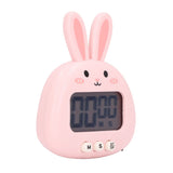 Cartoon Digital Timer ABS Portable Lightweight Simple To Use Cute Cartoon Timer for Kitchen Cooking Pink Rabbit