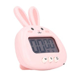 Cartoon Digital Timer ABS Portable Lightweight Simple To Use Cute Cartoon Timer for Kitchen Cooking Pink Rabbit
