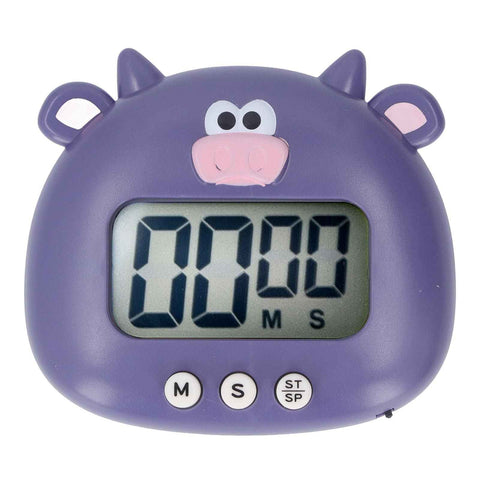 Digital Kitchen Timer Countup Countdown Cartoon Animal Sound Flash Alert Easy Operation with Stand for Cooking Teaching Purple Cow In Australia - Darrahopens