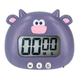 Digital Kitchen Timer Countup Countdown Cartoon Animal Sound Flash Alert Easy Operation with Stand for Cooking Teaching Purple Cow In Australia - Darrahopens