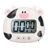 Digital Kitchen Timer Countup Countdown Cartoon Animal Sound Flash Alert Easy Operation with Stand for Cooking Teaching White Cow In Australia - Darrahopens