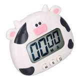 Digital Kitchen Timer Countup Countdown Cartoon Animal Sound Flash Alert Easy Operation with Stand for Cooking Teaching White Cow In Australia - Darrahopens