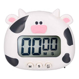 Digital Kitchen Timer Countup Countdown Cartoon Animal Sound Flash Alert Easy Operation with Stand for Cooking Teaching White Cow In Australia - Darrahopens
