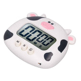 Digital Kitchen Timer Countup Countdown Cartoon Animal Sound Flash Alert Easy Operation with Stand for Cooking Teaching White Cow In Australia - Darrahopens