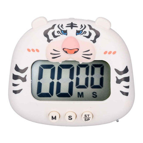 Digital Kitchen Timer Countup Countdown Cartoon Animal Sound Flash Alert Easy Operation with Stand for Cooking Teaching White Tiger In Australia - Darrahopens