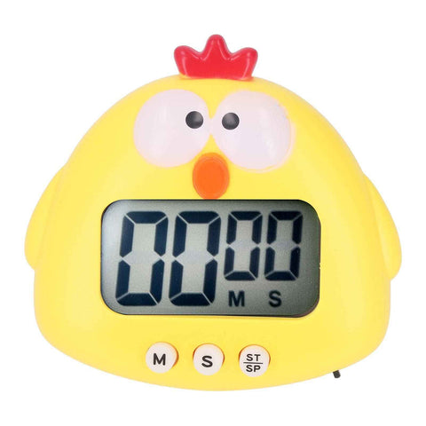 Digital Kitchen Timer Countup Countdown Cartoon Animal Sound Flash Alert Easy Operation with Stand for Cooking Teaching Yellow Chick In Australia - Darrahopens