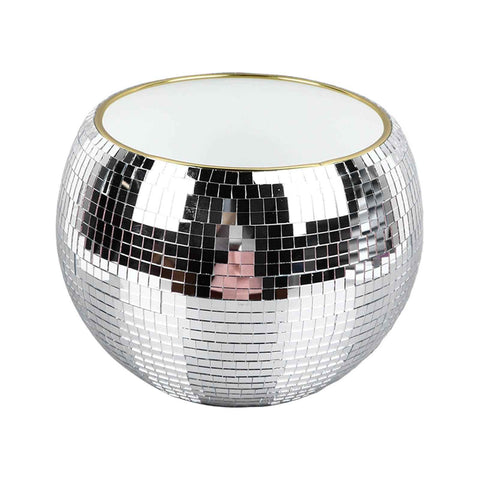 Ball Ice Bucket Plastic Beverage Tub Mirror Party Decor Bucket for Wine Cold Drinks Milky White Gold Edges