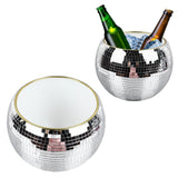 Ball Ice Bucket Plastic Beverage Tub Mirror Party Decor Bucket for Wine Cold Drinks Milky White Gold Edges