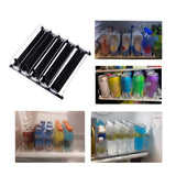 Drink Organizer for Fridge Spring Loaded Adjustable Push Rod Slide Rail Soda Can Dispenser for Beer Beverages 38cm Black