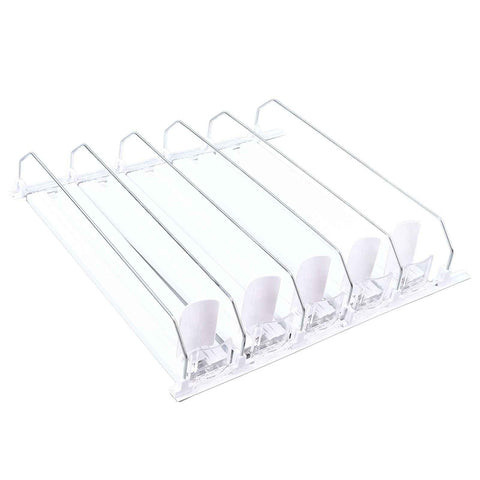 Drink Organizer for Fridge Spring Loaded Adjustable Push Rod Slide Rail Soda Can Dispenser for Beer Beverages 38cm White In Australia - Darrahopens