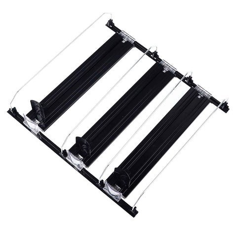 38cm Drink Organizer for Fridge Automatic Pusher Glide 12oz 16oz 20oz Soda Dispenser for Fridge Width Adjustable E Shaped 38cm Black In Australia - Darrahopens