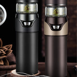Tea Bottle with Infuser Tea Tumbler Stainless Steel Double Layer Insulated Cup for Men Daily Office Home Grey