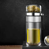 Glass Transparent Tea Bottle Portable Tea Water Bottle Tea and Water Separation Bottle Steel Color In Australia - Darrahopens