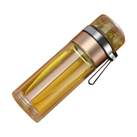 Glass Transparent Tea Bottle Portable Tea Water Bottle Tea and Water Separation Bottle Gold In Australia - Darrahopens