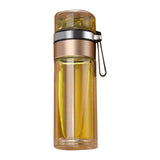 Glass Transparent Tea Bottle Portable Tea Water Bottle Tea and Water Separation Bottle Gold