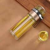 Glass Transparent Tea Bottle Portable Tea Water Bottle Tea and Water Separation Bottle Gold In Australia - Darrahopens
