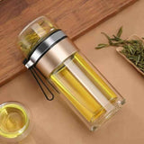 Glass Transparent Tea Bottle Portable Tea Water Bottle Tea and Water Separation Bottle Gold In Australia - Darrahopens