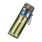 Glass Transparent Tea Bottle Portable Tea Water Bottle Tea and Water Separation Bottle Blue
