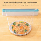 Reusable Cling Film Dispenser Magnetic Refillable Plastic Wrap Dispenser with Cutter Magnetic Stripe White Green