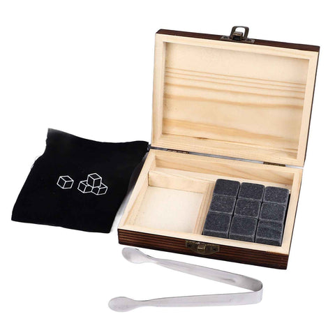 Whisky Stones Cube Shaped Granite Chilling Whiskey Rocks Set Recyclable Quick Drying Whisky Stones with Pine Box In Australia - Darrahopens