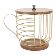Coffee Pod Holder Iron Large Capacity Space Saving Wooden Base Coffee Pods Storage Organizer for Home Coffee Bar Gold with Lid In Australia - Darrahopens
