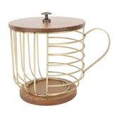 Coffee Pod Holder Iron Large Capacity Space Saving Wooden Base Coffee Pods Storage Organizer for Home Coffee Bar Gold with Lid In Australia - Darrahopens