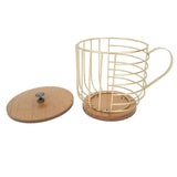 Coffee Pod Holder Iron Large Capacity Space Saving Wooden Base Coffee Pods Storage Organizer for Home Coffee Bar Gold with Lid In Australia - Darrahopens