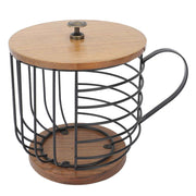 Coffee Pod Holder Iron Large Capacity Space Saving Wooden Base Coffee Pods Storage Organizer for Home Coffee Bar Black with Lid In Australia - Darrahopens