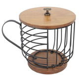 Coffee Pod Holder Iron Large Capacity Space Saving Wooden Base Coffee Pods Storage Organizer for Home Coffee Bar Black with Lid In Australia - Darrahopens