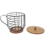 Coffee Pod Holder Iron Large Capacity Space Saving Wooden Base Coffee Pods Storage Organizer for Home Coffee Bar Black with Lid In Australia - Darrahopens