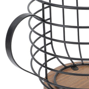 Coffee Pod Holder Iron Large Capacity Space Saving Wooden Base Coffee Pods Storage Organizer for Home Coffee Bar Black with Lid