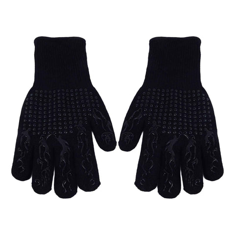 BBQ Gloves Fireproof Heat Resistant Prevent Slip Grilling Gloves for Microwave Oven Barbecue Baking Black In Australia - Darrahopens