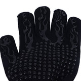 BBQ Gloves Fireproof Heat Resistant Prevent Slip Grilling Gloves for Microwave Oven Barbecue Baking Black