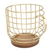 Mug Shape Coffee Pod Holder Coffee Capsule Storage Basket for Counter Coffee Bar Tabletop Kitchen Living Room Wordless Gold