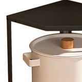 Kitchen Small Corner Shelf Rack Fan Shaped Space Saving Stable Carbon Steel Cookware Stand for Pots Pans 2 Layer Black 27x27x27.6cm