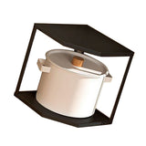 Kitchen Small Corner Shelf Rack Fan Shaped Space Saving Stable Carbon Steel Cookware Stand for Pots Pans 2 Layer Black 27x27x27.6cm